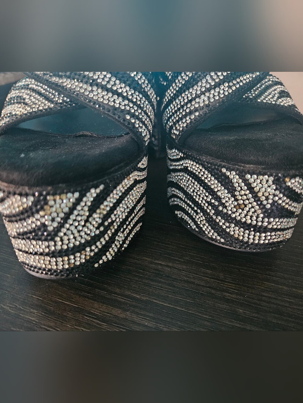 London Rag Rhinestone Zebra Platform Mules 7 - Picture 11 of 11